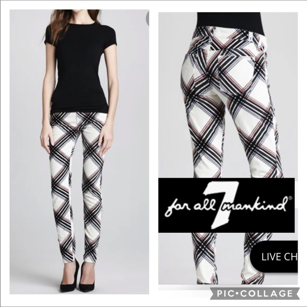 7 for all mankind The Skinny Velvet Plaid Pants